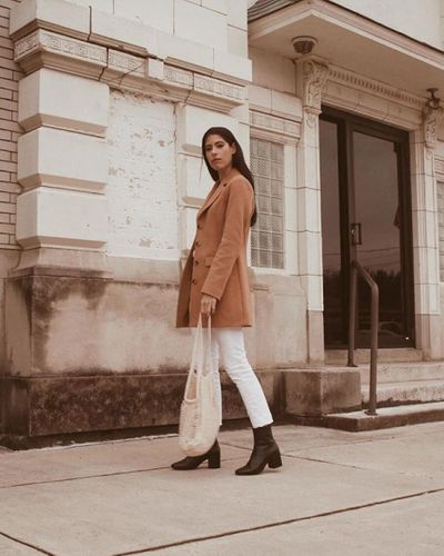 Camel Coat and Brown Boots 